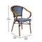 Merrick Lane Sacha Stacking Thonet Bistro Style Chair with Arms, PE Rattan Seat, and Bamboo Finished Metal Frame for Indoor/Outdoor Use